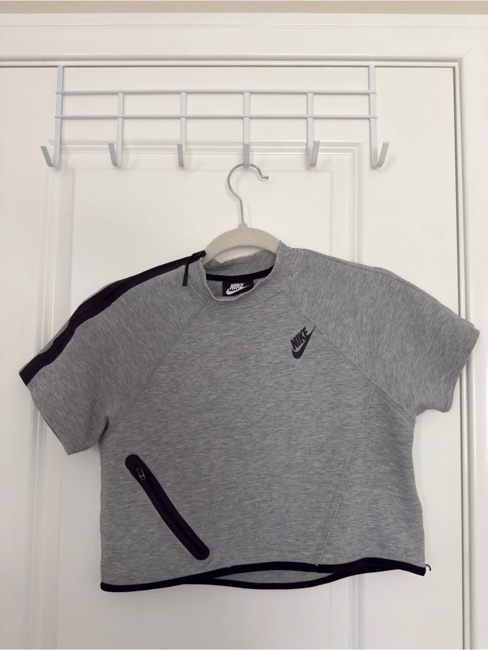 Nike Women’s Grey Cropped Mock Neck Tee - Athleisure Casual Everyday Top
